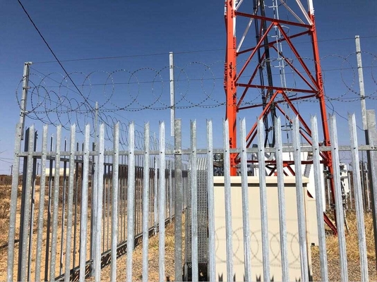 Industrial 6ft Height Tower Fencing With Triangle Spear Top